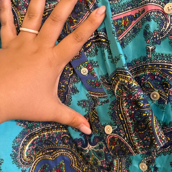 Talbots Top Womens Extra Large Paisley Button Front Mature Art Artsy Ladies - Picture 5 of 10